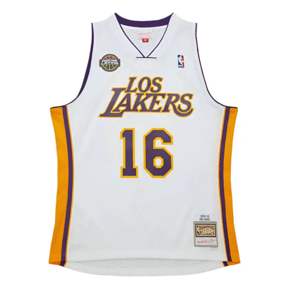 Los Angeles Lakers Pau Gasol White 2008/09 Hardwood Classics Noche Latina Swingman Jersey - Mitchell & Ness