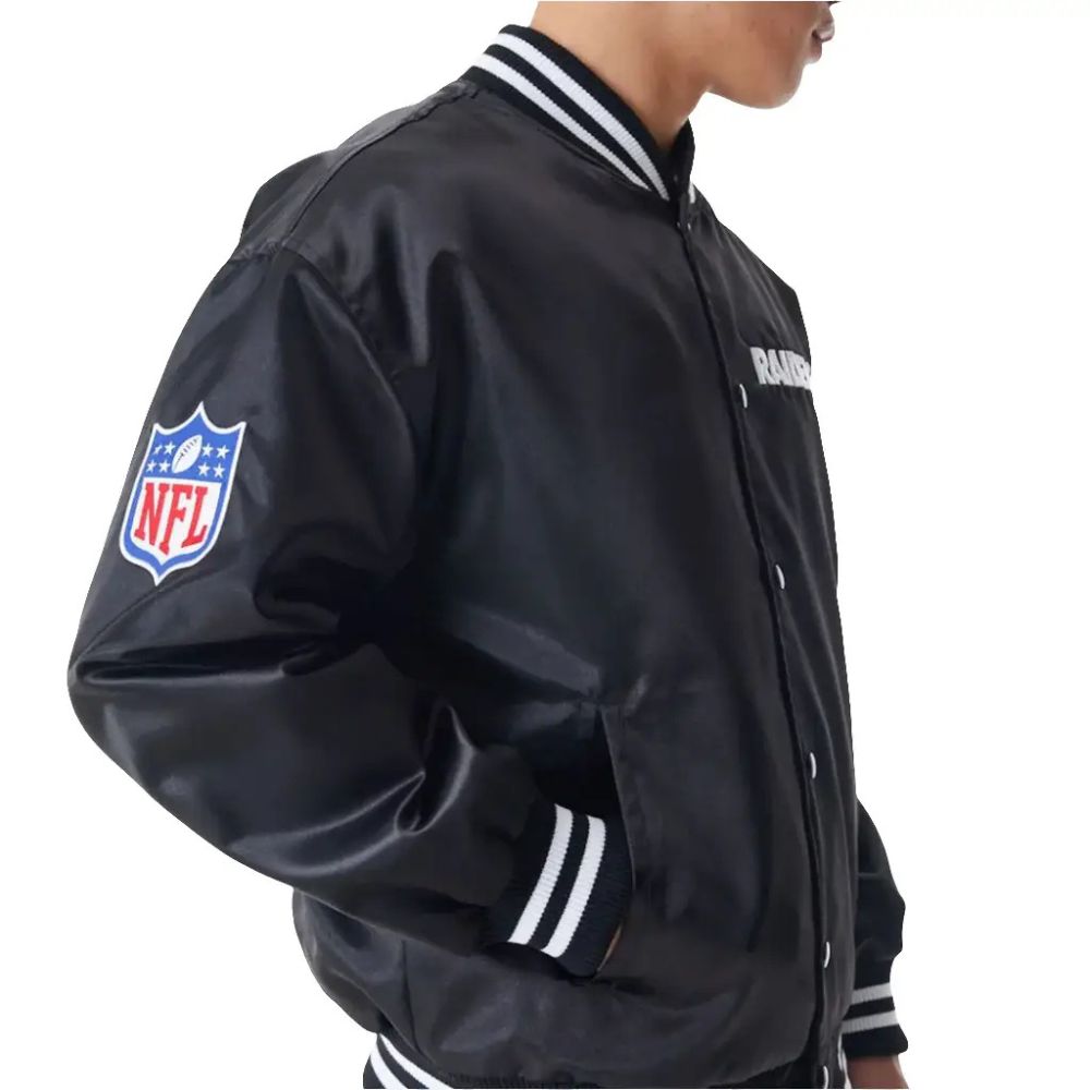 Las Vegas Raiders NFL New Era Satin Bomber Jacket