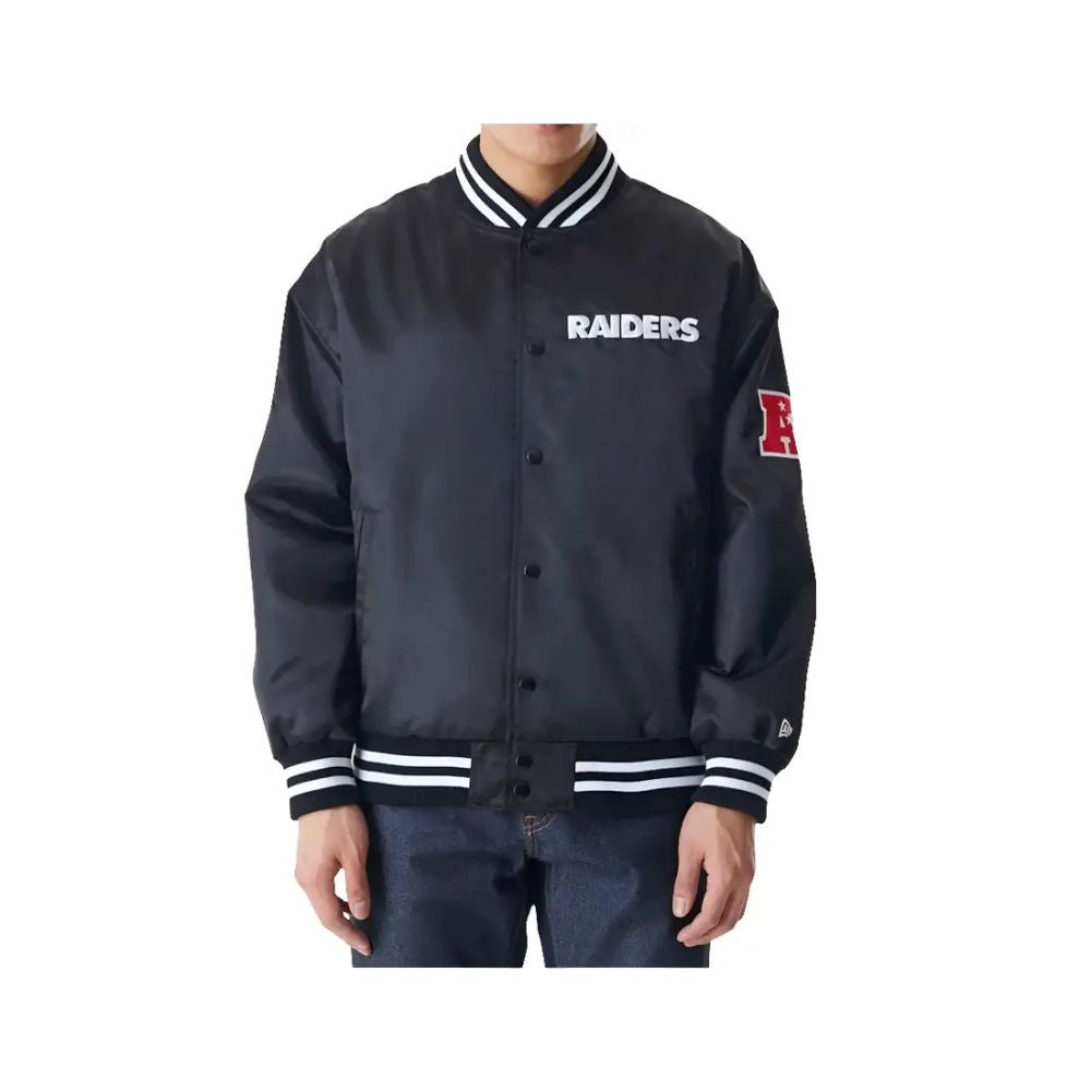 Las Vegas Raiders NFL New Era Satin Bomber Jacket