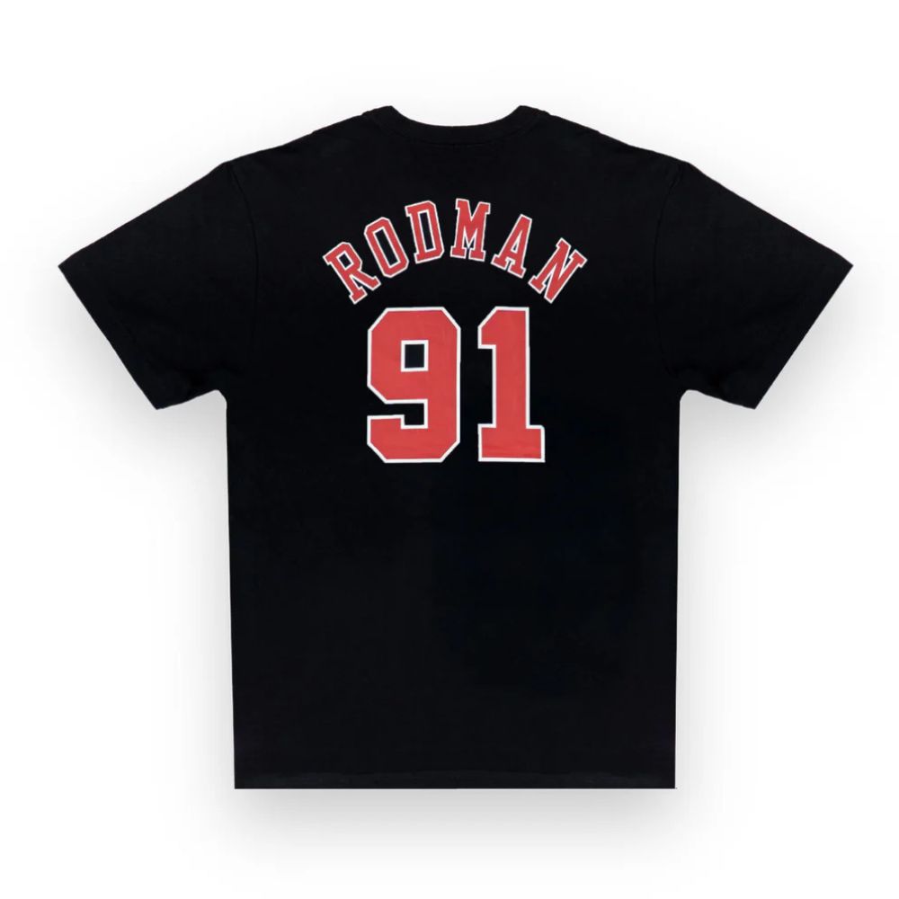 T-shirt Dennis Rodman Chicago Bulls NBA Nom et numéro rouge - Mitchell & Ness