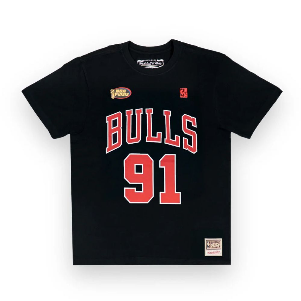 T-shirt Dennis Rodman Chicago Bulls NBA Nom et numéro rouge - Mitchell & Ness